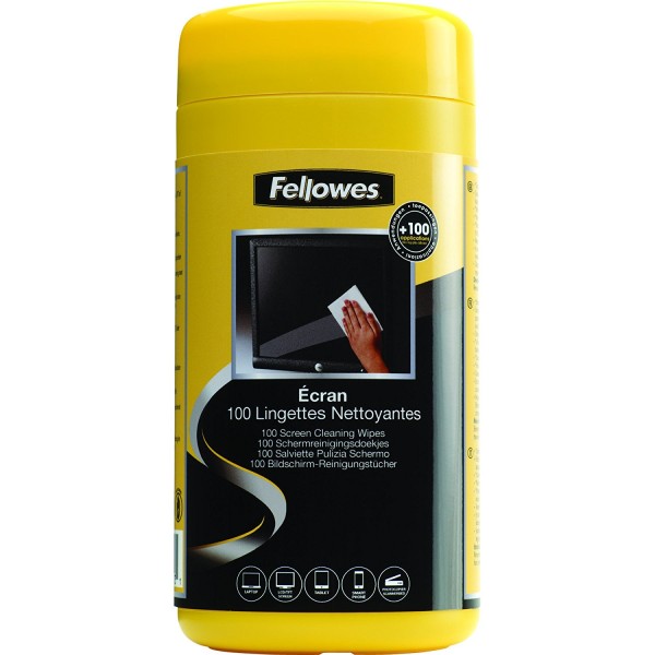 Fellowes FEL99703 Pre-Moistened Screen Cleaning Wipes - Pkt/100pc